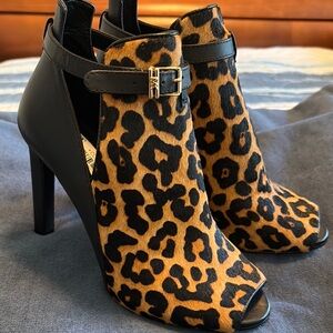 MICHAEL KORS! Leopard Print Peep Toe Ankle Boots